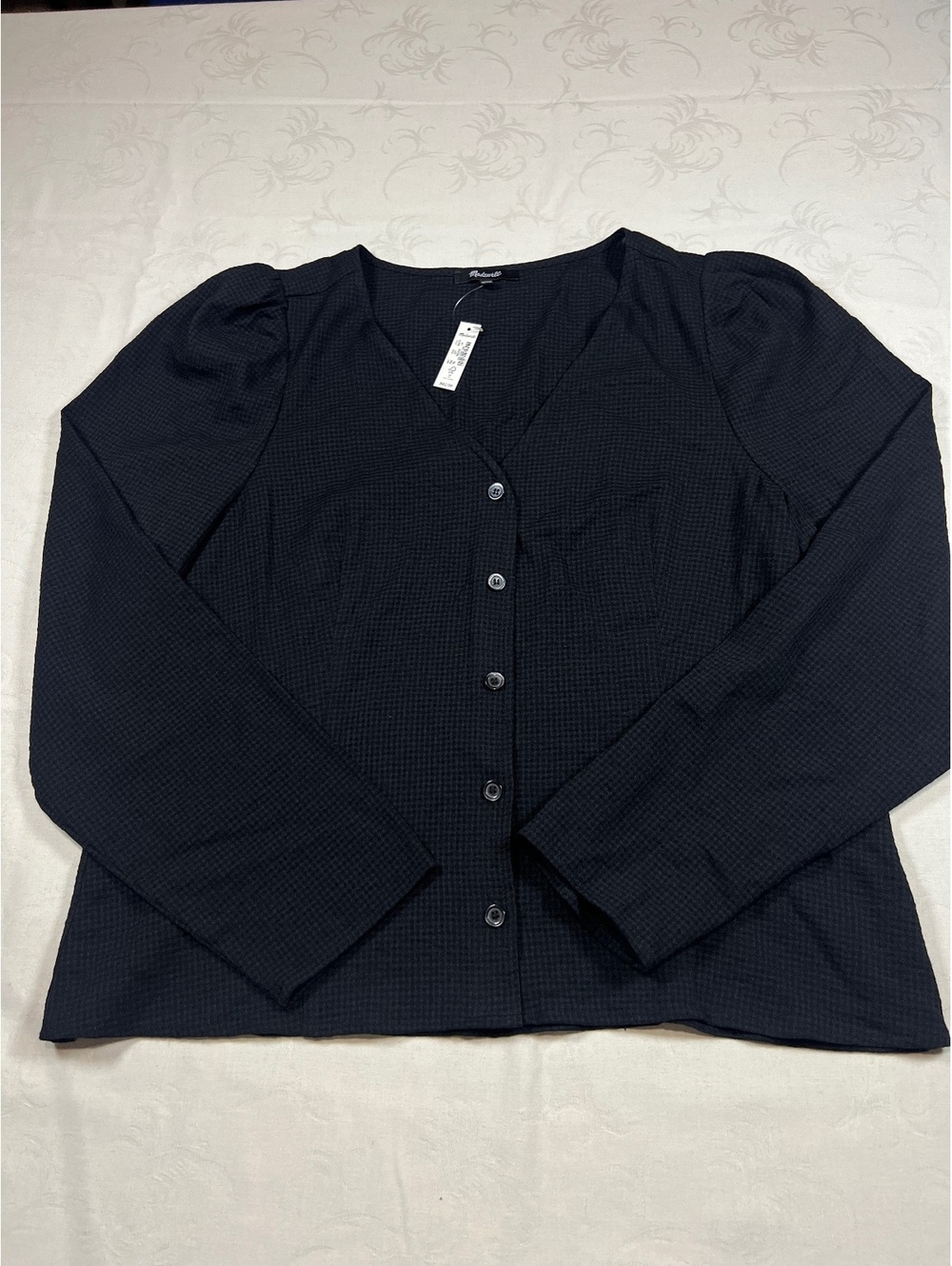 NEW Womans Madewell Button Down Blouse Black Size 14